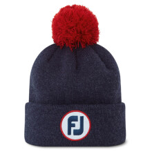 (One Size, Heather Navy) FootJoy Mens Solid Pom Pom Acrylic Fleece Earband Golf Beanie Hat
