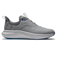 (UK 8, Grey/White/Blue) Footjoy Mens FJ Quantum Leather Blend Waterproof Spikeless Golf Shoes