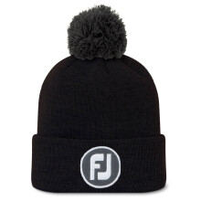 (One Size, Black) FootJoy Mens Solid Pom Pom Acrylic Fleece Earband Golf Beanie Hat
