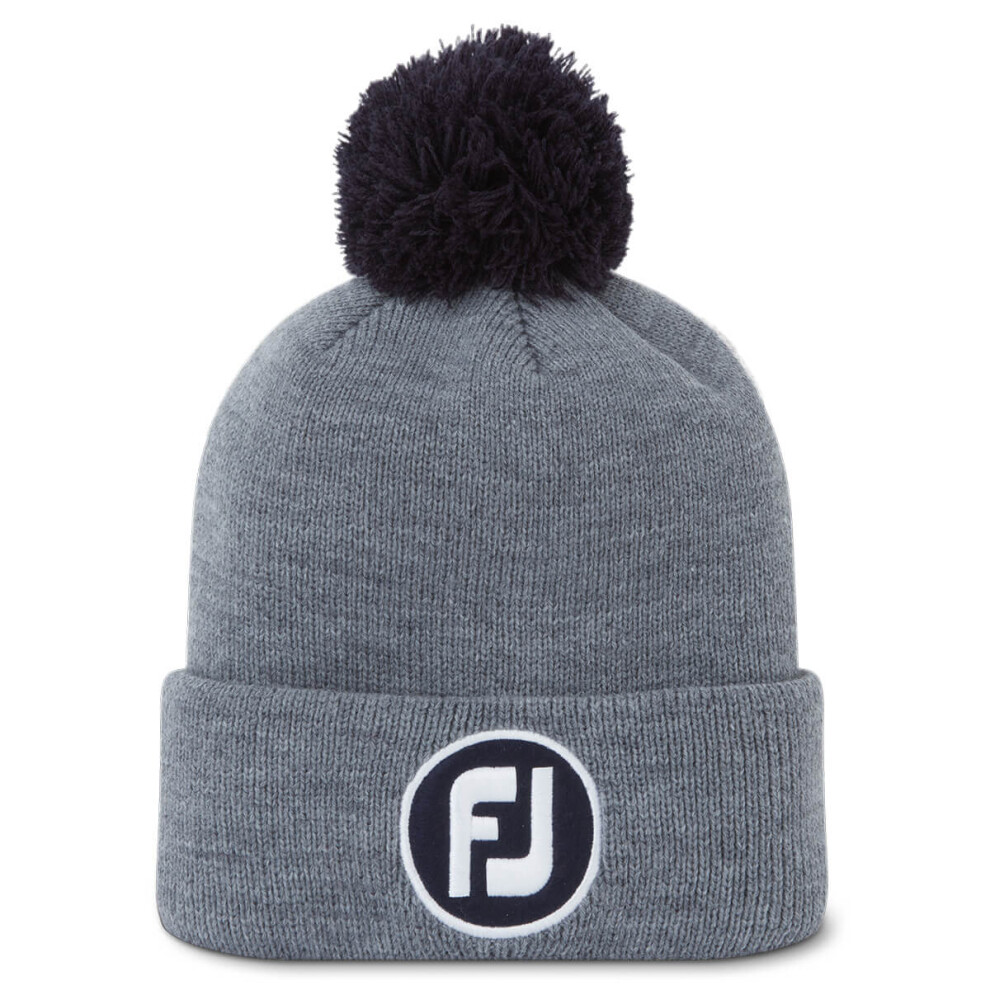 Footjoy (One Size, Heather Grey) Mens Solid Pom Pom Acrylic Fleece Earband Golf Beanie Hat