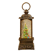 Christmas Snow Globe Lantern with Musical LED Santa Scene, Battery Operated Glitter Decor