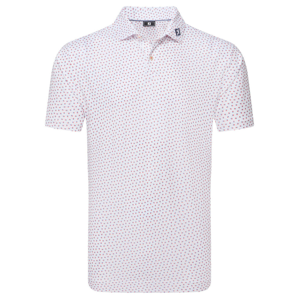 Footjoy (Xl, White Hibiscus/Flint) Mens Bounce Print Pique Prodry Moisture Wicking Golf Polo Shirt