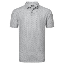 (L, Grey) Footjoy Mens Bounce Print Pique ProDry Moisture Wicking Golf Polo Shirt