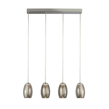 Lampadario Contemporaneo Ciclon Acciaio Cromo Vetro Fumè Led 22W 3000K
