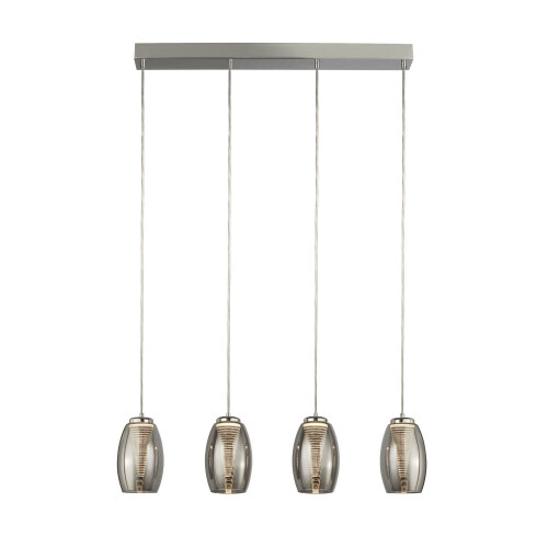 Searchlight Cyclone 4 Light Bar Kitchen Ceiling Mount Pendant Light With Smoked Glass Shade