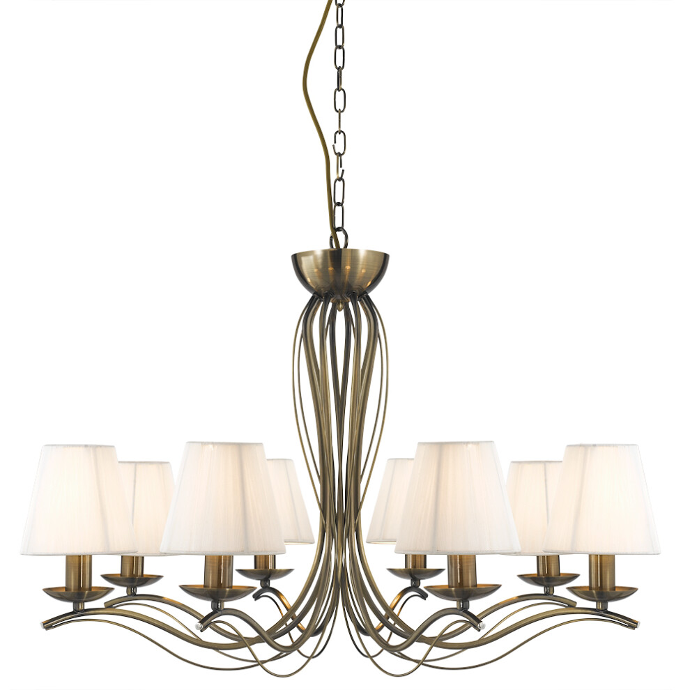 Searchlight 8 Lights Traditional Brass Cream Shades Ceiling Pendant Chandelier