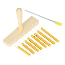 8 Tone Aluminum Tube Wind Chime Percussion Instrument with Ergonomic Wooden Handle for Music Teaching
