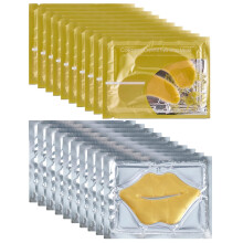 24K Gold Under Eye Mask and Collagen Lip Mask Set for Dark Circles Puffiness Wrinkles Hydration