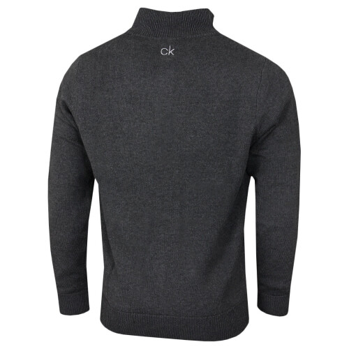Calvin Klein (L, Charcoal Marl/Light Grey) Calvin Klein Mens Lined Chunky Windproof Lined 1/2 Zip Sweater 1