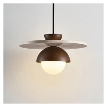 LED Chandelier Walnut Wood Pendant Light with Elegant Stone Design, 110V 220V EnergySaving Fixture