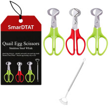 3PCS Stainless Steel Quail Egg Scissors Cutter Set with Whisk, Clean Cutting Ergonomic Grip