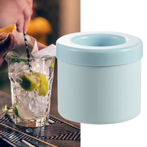 Large Round Ice Cube Mold with Lid 5.3oz SkyBlue
