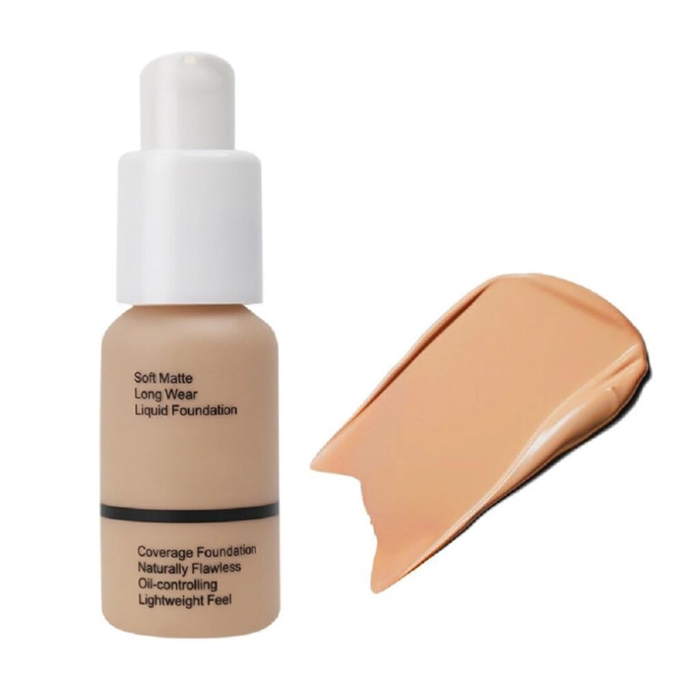 Beige Liquid Foundation With Concealer, Full Coverage Buff Brightening Oil Control, 5 Colors