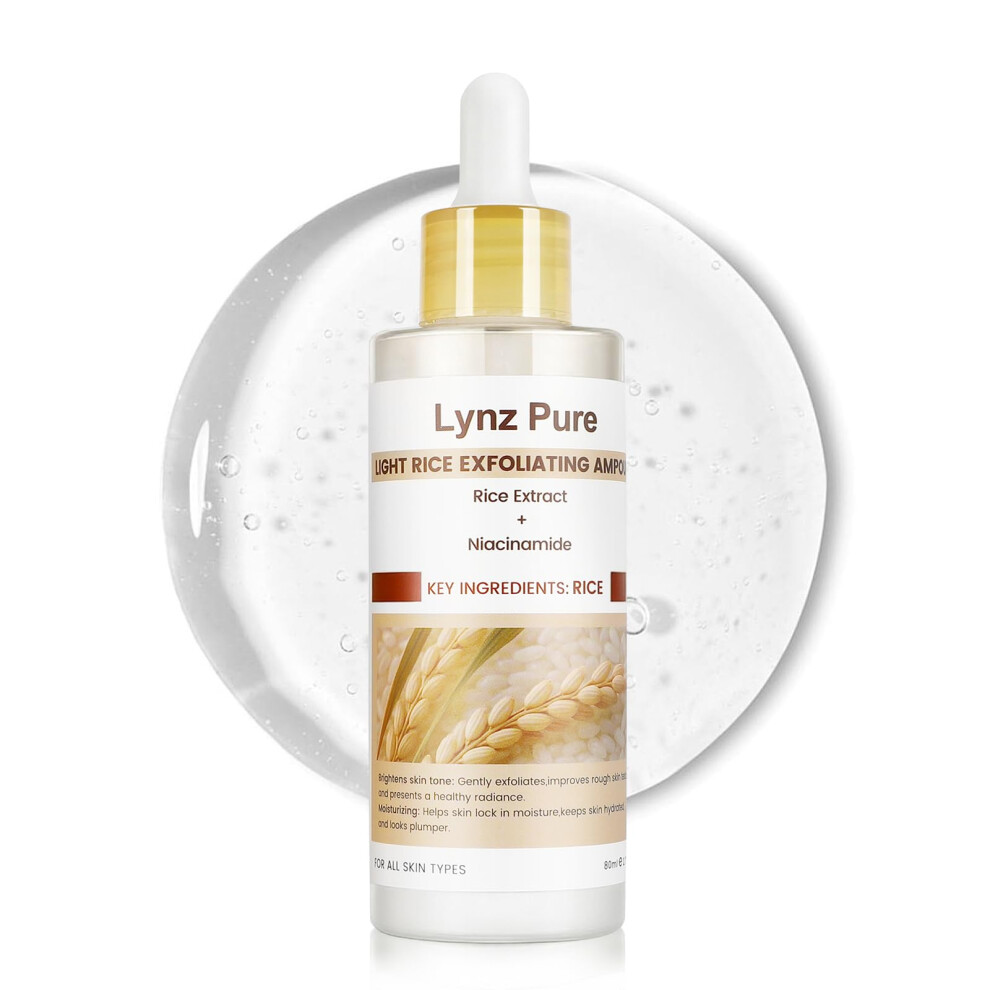 Brightening Niacinamide Face Serum with Rice Ampoule, Dual Exfoliation and Deep Hydration, 2.71 fl oz