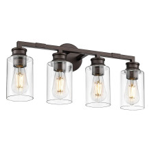 23 Inch Bathroom Vanity Light 4Light Oil Rubbed Bronze Wall Sconce with Clear Glass Shades