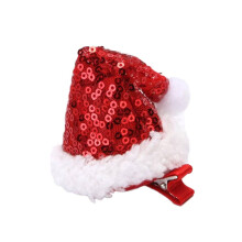 Christmas Hair Clips Santa Hat Hairpin with Sequin Snowflake Bow, Handmade Festive Holiday Accessory