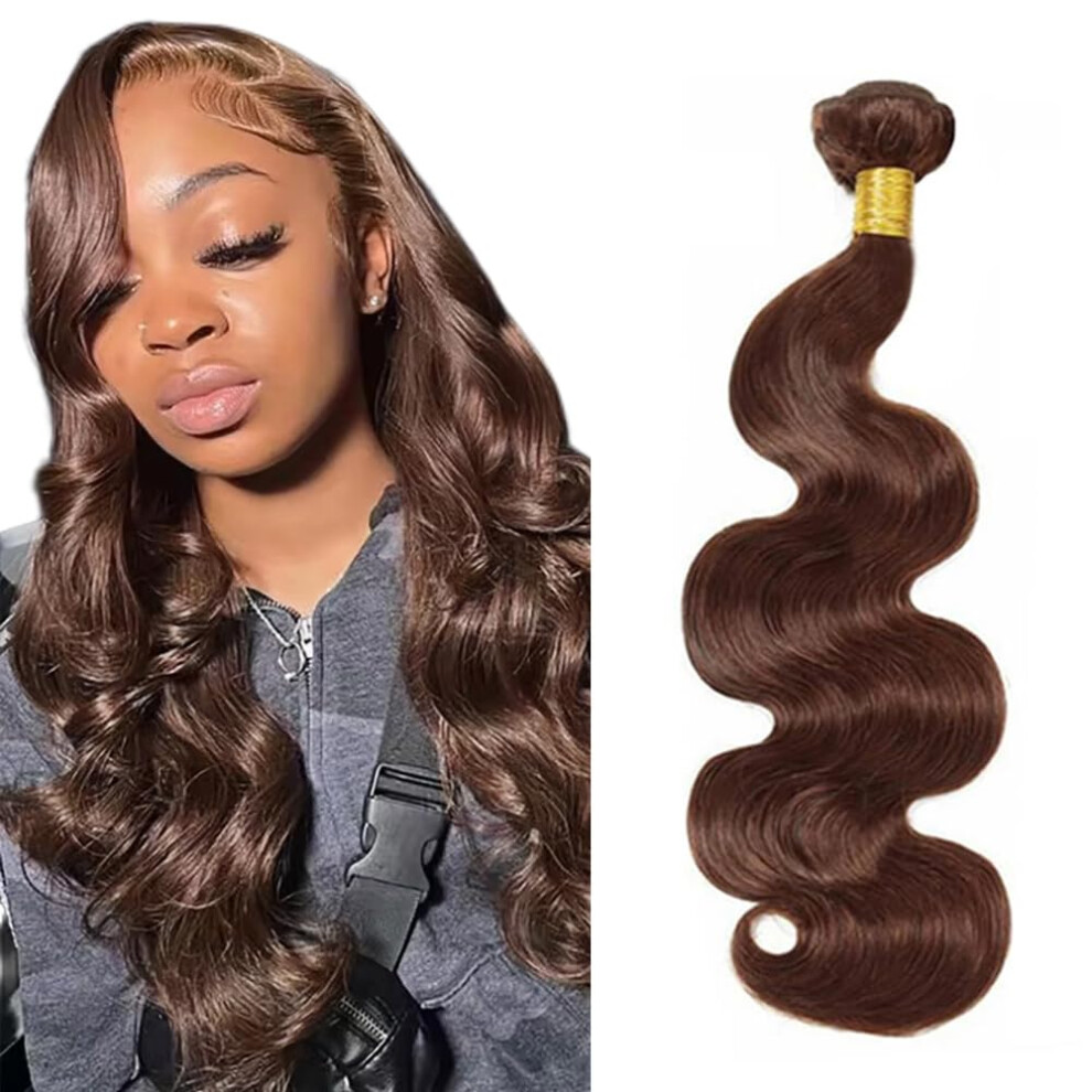 Brazilian Virgin Hair Body Wave Bundles 26 Inch Chocolate Brown Human Hair Extensions