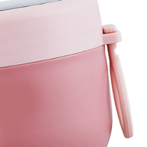Frühstücksbecher Rosa mit Deckel Löffel isoliert