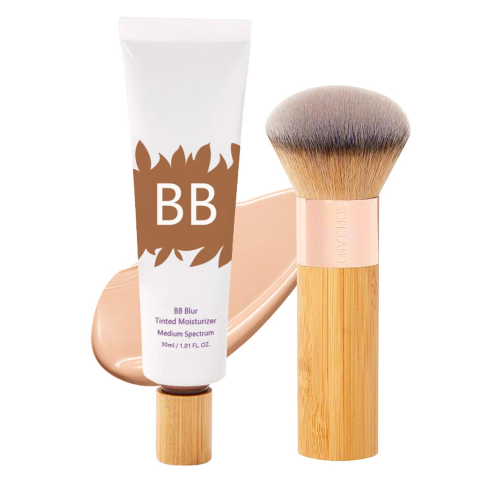 Cream Bb Tinted Moisturizer Spf 30 With Brush, Hydrating Lightweight Natural Coverage For Sensitive Skin