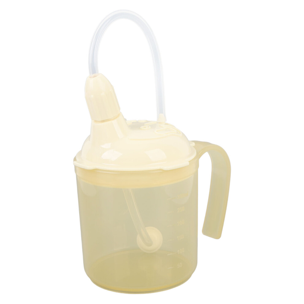 Yellow Drinking Aids Feeding Cup 300Ml Choking Proof Lengthen Straw