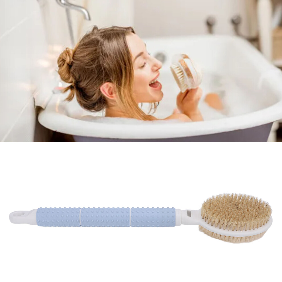 Double Sided Bath Brush 43cm Soft Bristles Detachable Handle for Massage & Cleaning