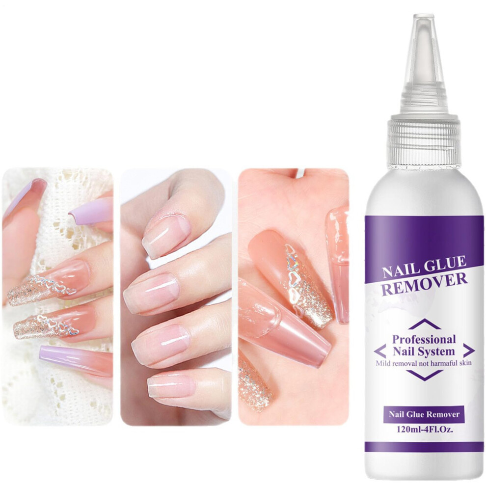 Fast Acting Nail Glue Remover 120ml Gentle False Nail Remover Liquid for Salon and Home Use