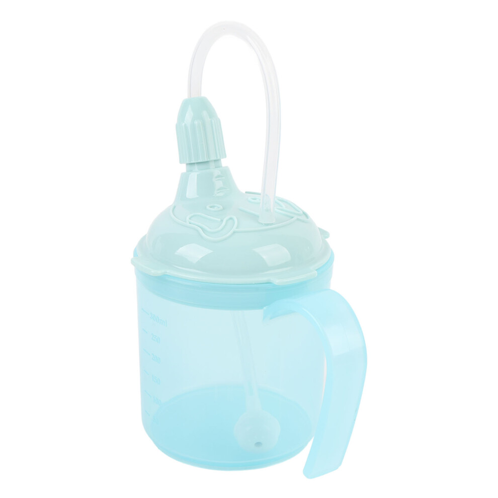 Blue/Green 300Ml Feeding Cup With Lengthened Straw, Choking Proof,