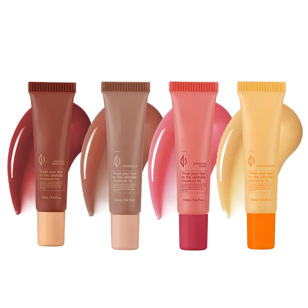 4pcs Tinted Lip Balm Set with Deep Hydration and Natural Shine for Dry or Chapped Lips VeganFriendly