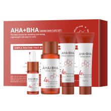 AHA BHA Skincare Kit with Cleanser Toner Serum Cream, Deep Pore Cleansing Travel Set