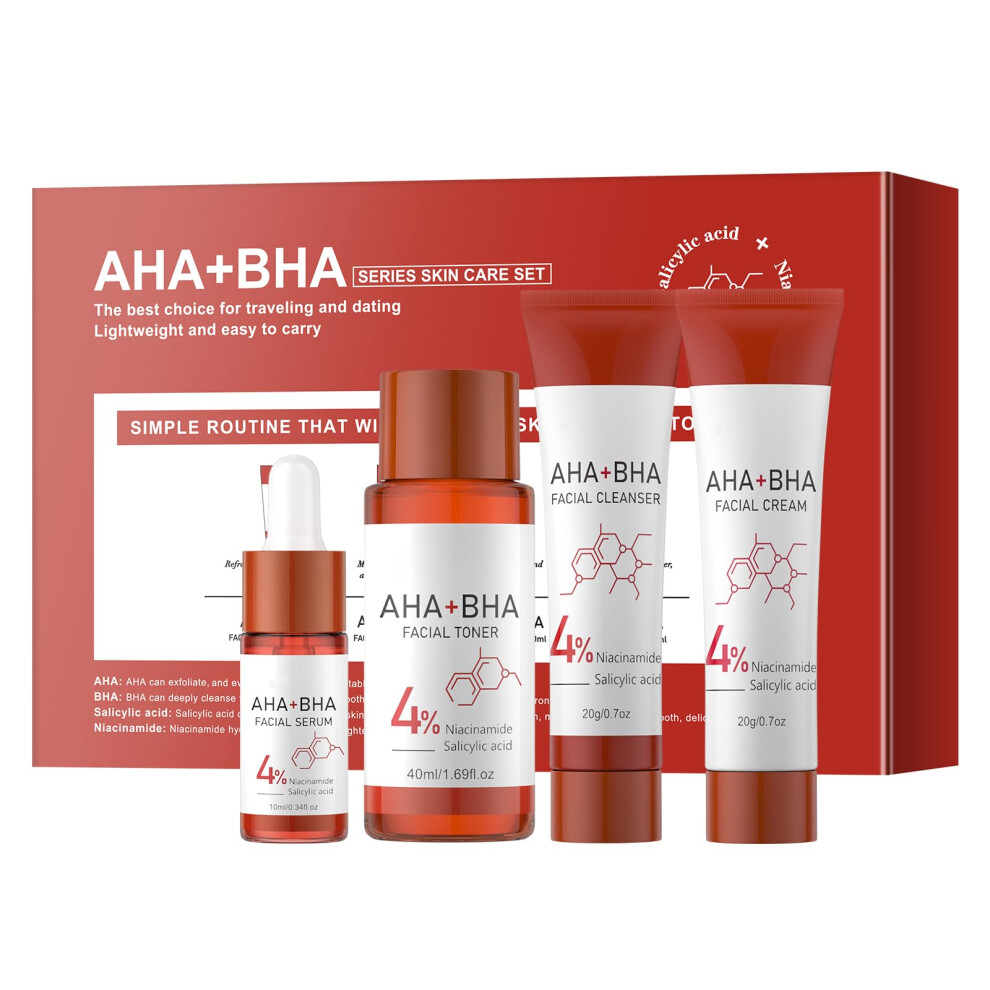 Cream Aha Bha Skincare Kit With Cleanser Toner Serum Deep Pore Cleansing Travel Set