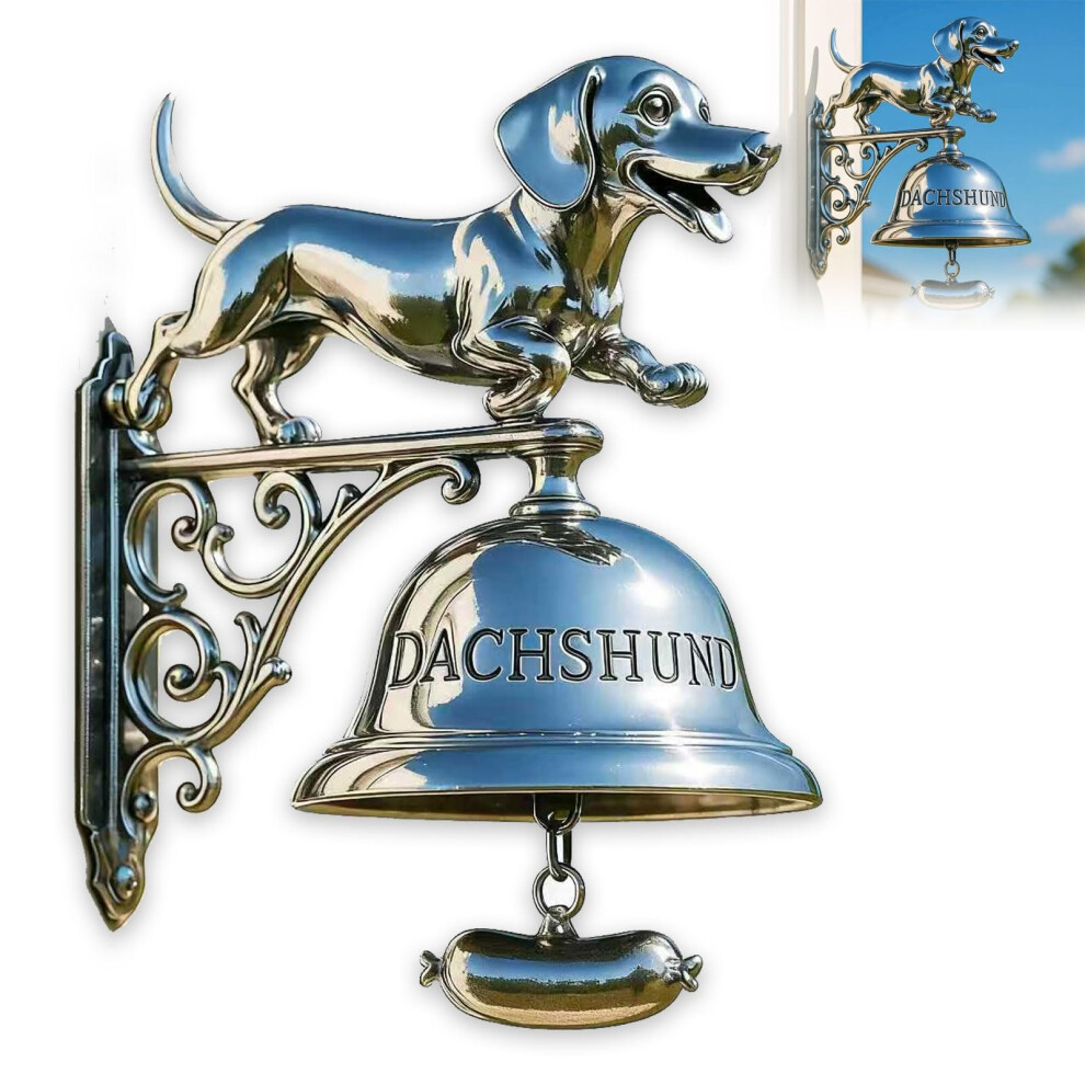Vintage Dachshund Doorbell with HandCrank Nostalgic Sound, Weatherproof Metal Resin Porch Decor