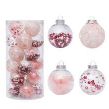 Sparkling Christmas Ornament Balls Set Clear Shatterproof Plastic Baubles with Sequins Tinsel and Glitter Decor for Wedding Holiday Party Home Decor