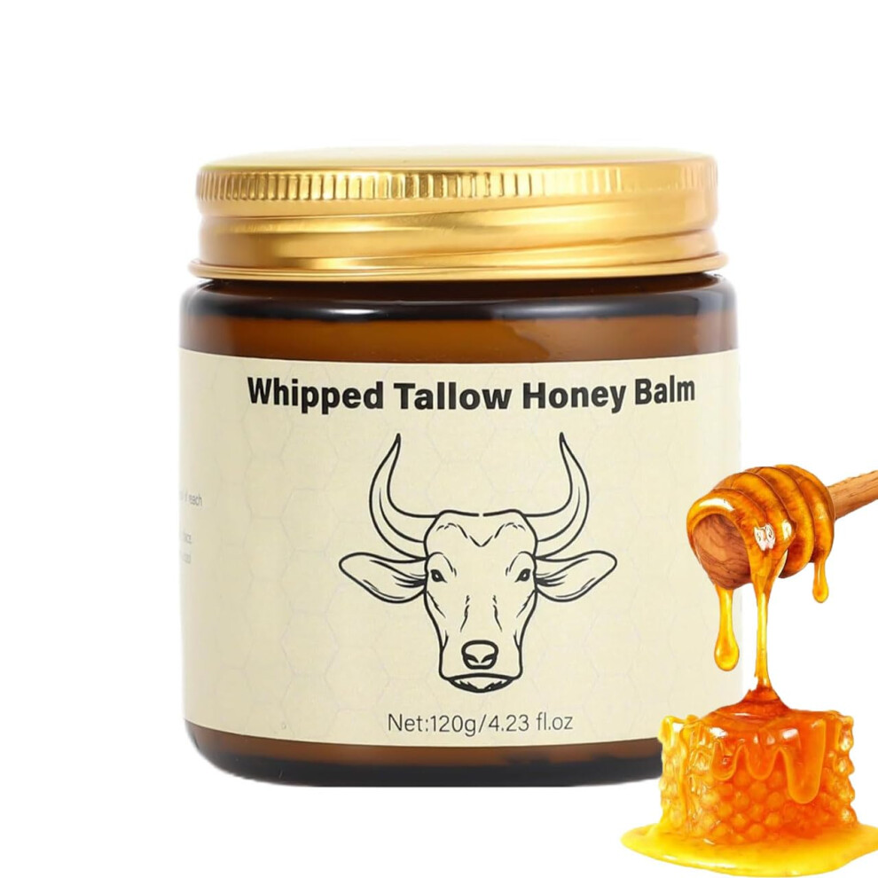Cream Grass Fed Tallow With Honey Balm Natural Face And Body Moisturizer For Deep Hydration, 4Oz