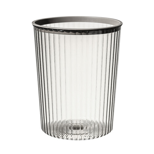 Large Transparent Plastic Garbage Bin with Lid, 23x28.5cm, Gray 2