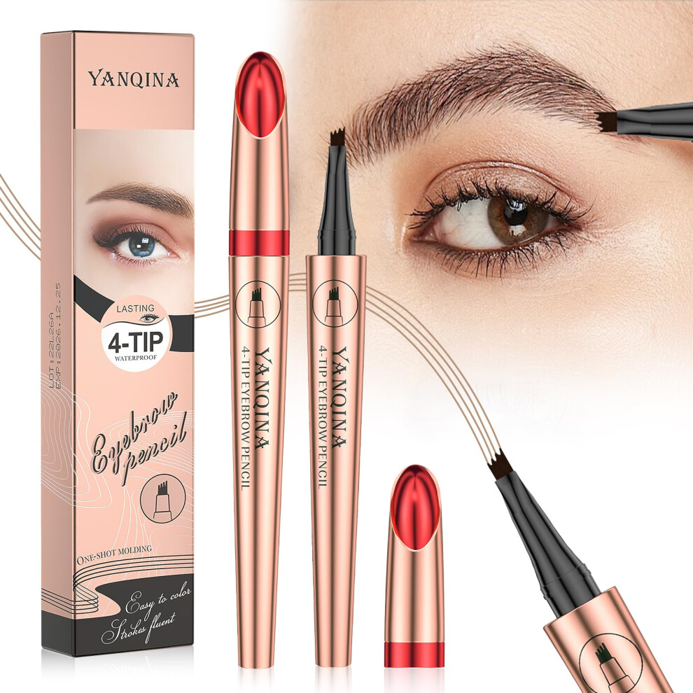 Brown Waterproof Microblading Eyebrow Pen Light With 4 Fork Tip For Natural Hairlike Strokes