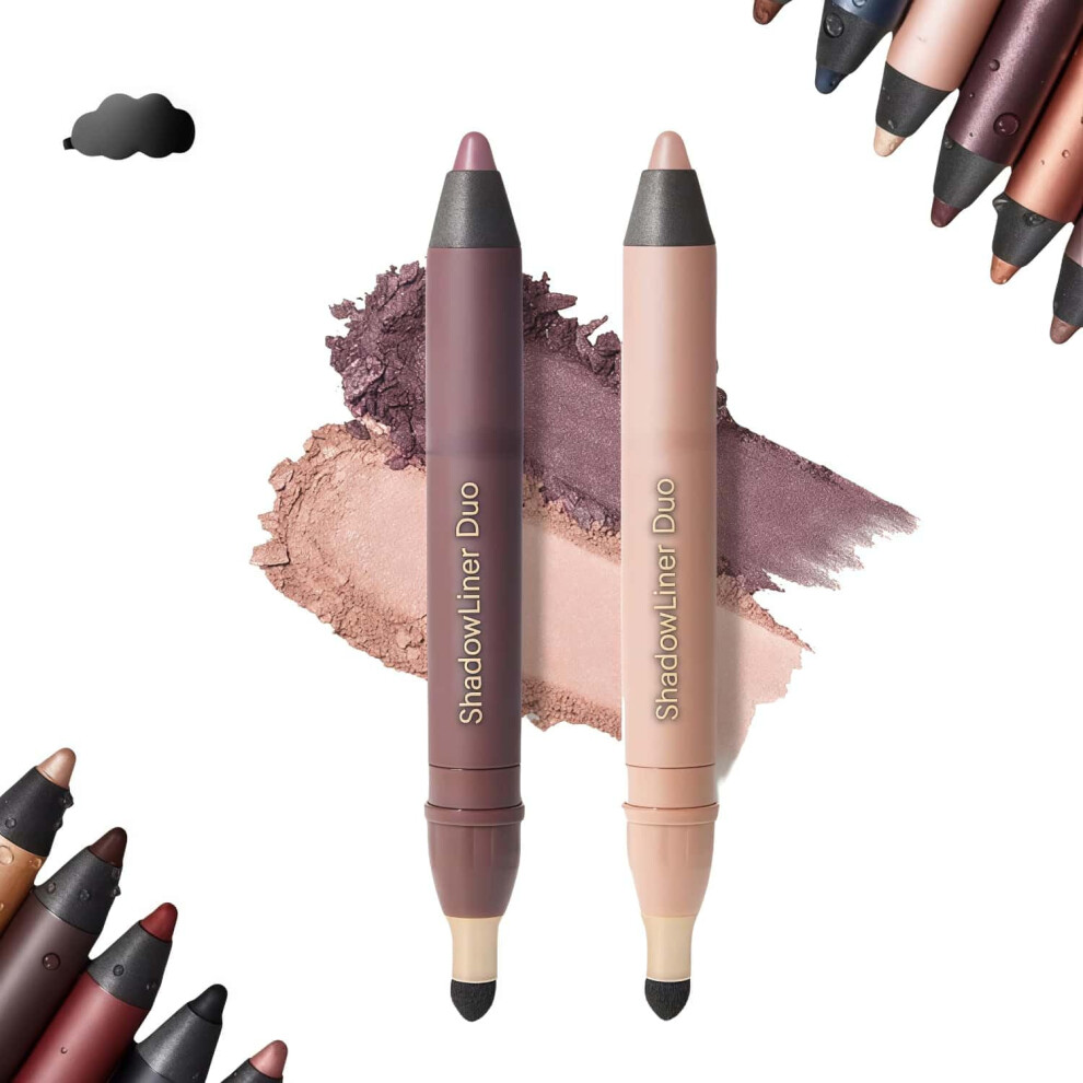 Waterproof 2 in 1 Eyeliner and Eyeshadow Stick Duo Smokeshow and Gaze Long Lasting Smudge Proof