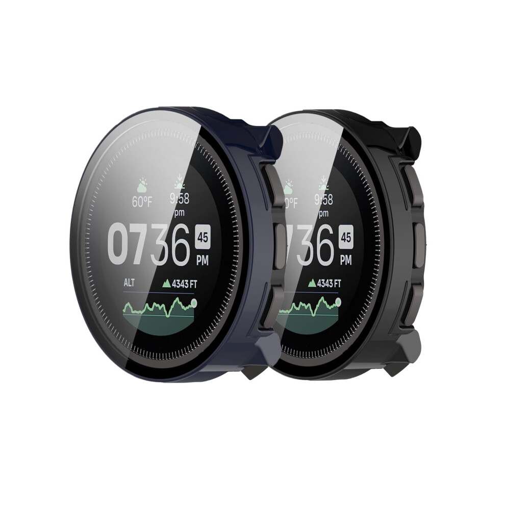 Screen Protector And Case For Suunto Vertical 2, Dual Protection, Scratch Resistant, Hd Display, 2 Pack + Black/Blue 9070919032516