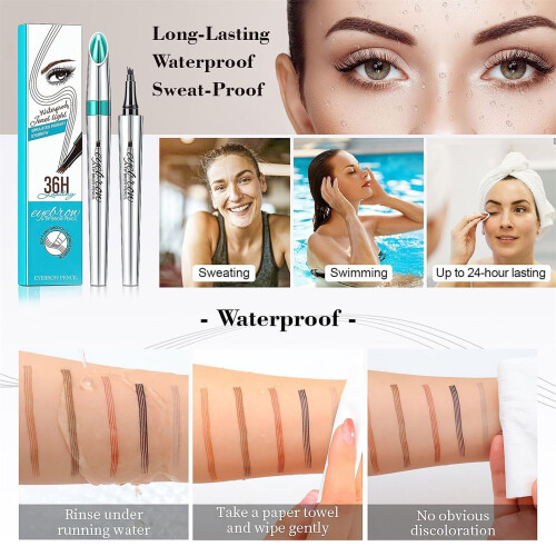 Waterproof Microblading Eyebrow Pen Dark Brown with 4 Fork Tip for Long Lasting Natural Brows 1
