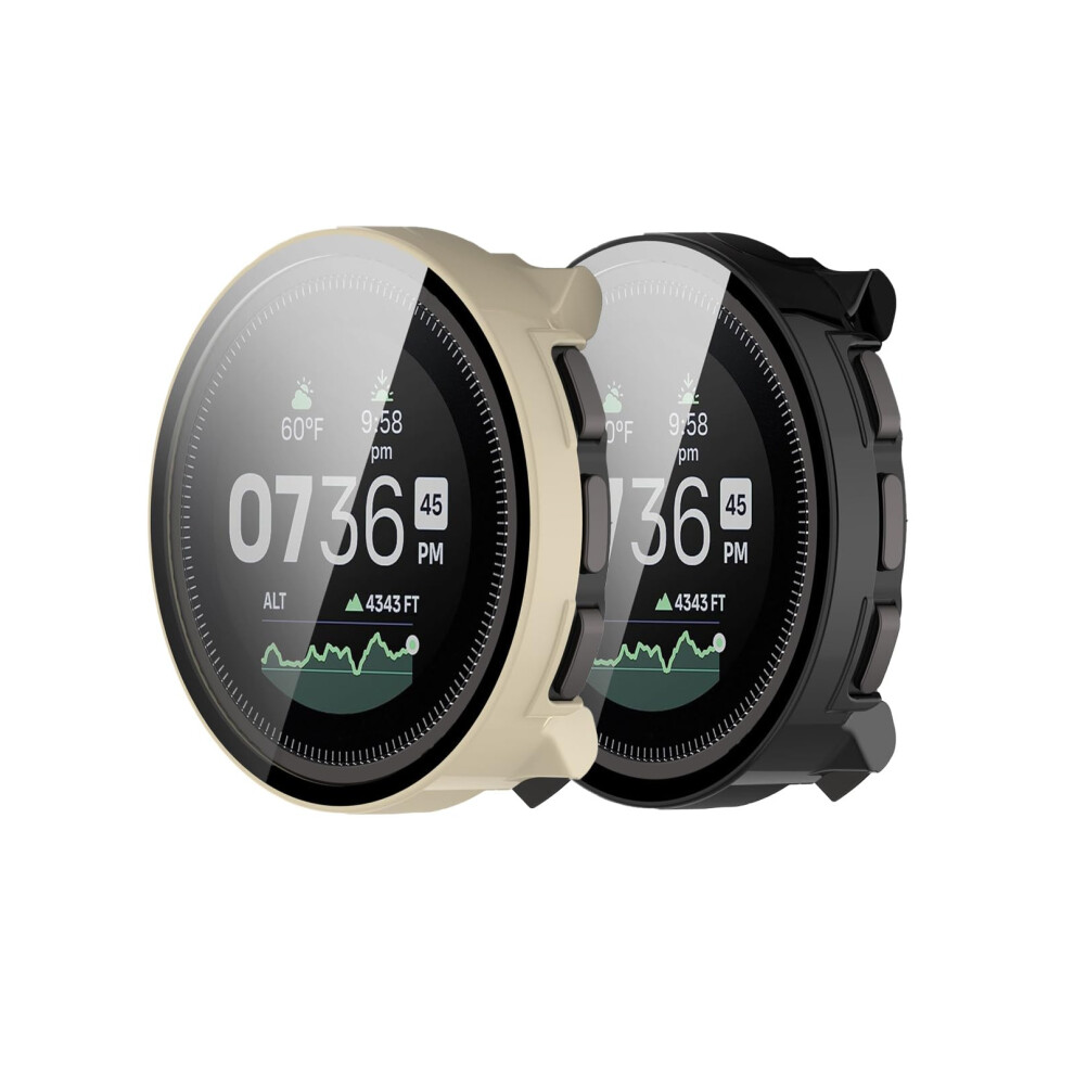 Case For Suunto Vertical 2 With Tempered Glass, Dual Protection, Antiscratch Cover, 2 Pack Black White White,Black 9092120455090