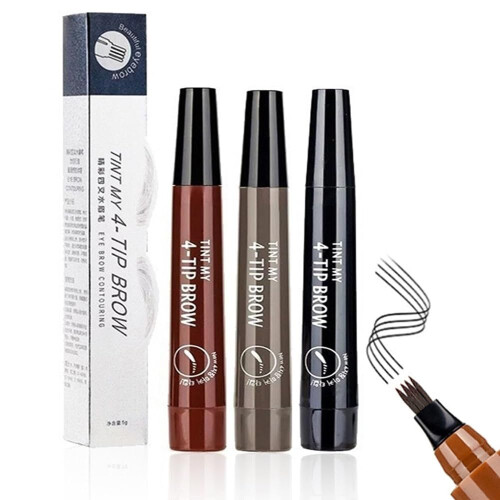 Microblading Eyebrow Pen with 4Tip Precision, Waterproof 24H Hold, Natural 3D Brow Effect