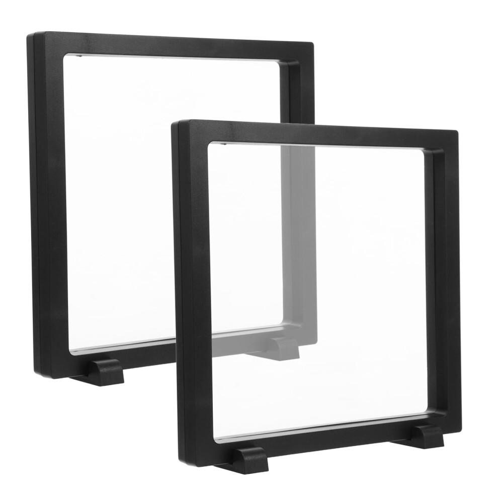 2Pcs Floating Display Frame Badge Case With Clear Doublesided View For Medals Coins And Jewelry 9113335751026