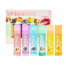 6 PCS Natural Lip Balm Set, Fruit Flavor Variety, Deep Hydration for Dry Chapped Lips, Wrinkle Reduction
