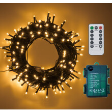 100 LED Battery Operated Christmas Lights On Dark Green Cable, Waterproof Indoor/Outdoor String Fairy Lights with Remote Control for Xmas Tree, Garde