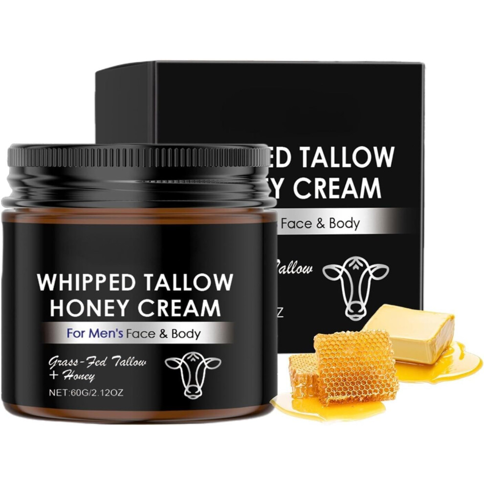 Beef Tallow Balm with Manuka Honey, Deep Hydration Moisturizer for Dry Sensitive Skin , 2.12oz