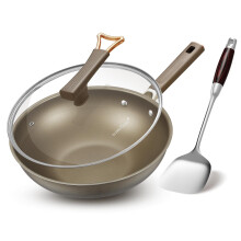 13 Inch Titanium Wok Pan with Lid, Flat Bottom Non Stick for Induction, PFOA and PFAS