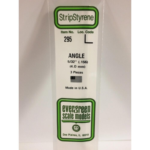 Evergreen Evergreen 295 - 0.156"/4.0mm Polystyrene Angles 14"/35cm 3 pcs
