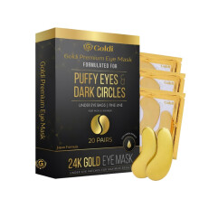24K Gold Under Eye Patches 20 Pairs for Dark Circles Puffiness Wrinkles with Collagen and Vitamin C