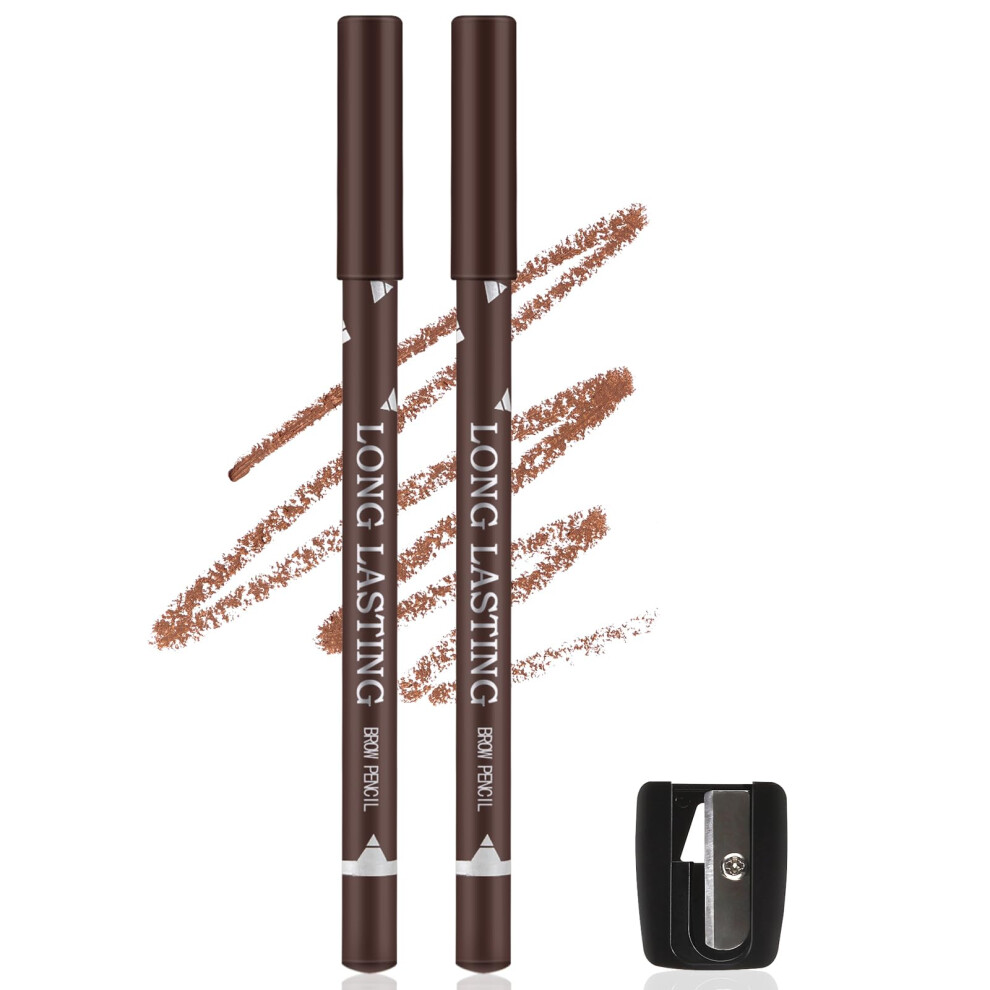 Waterproof Eyebrow Pencil Set with Spoolie and Sharpener, Natural Brow Filler 2 Pack