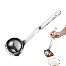 Fat Skimmer Spoon Stainless Steel Gravy Separator Ladle with Long Handle Spout for Grease Cooking