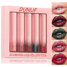 Glitter Lipstick Set 5 Colors with LongLasting Metallic Shine Waterproof Diamond Shimmer